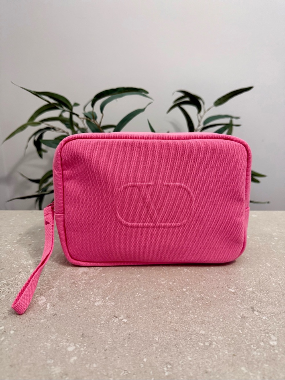 Valentino Pink Canvas Cosmetic Pouch